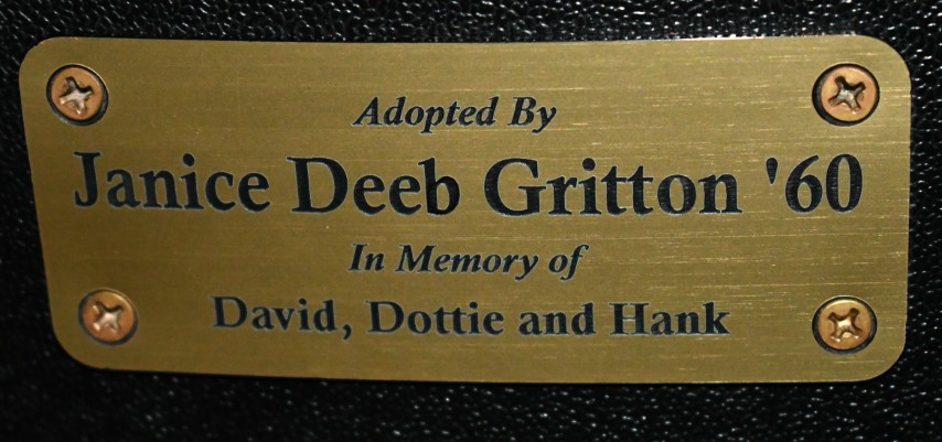 Auditorium seat plaque