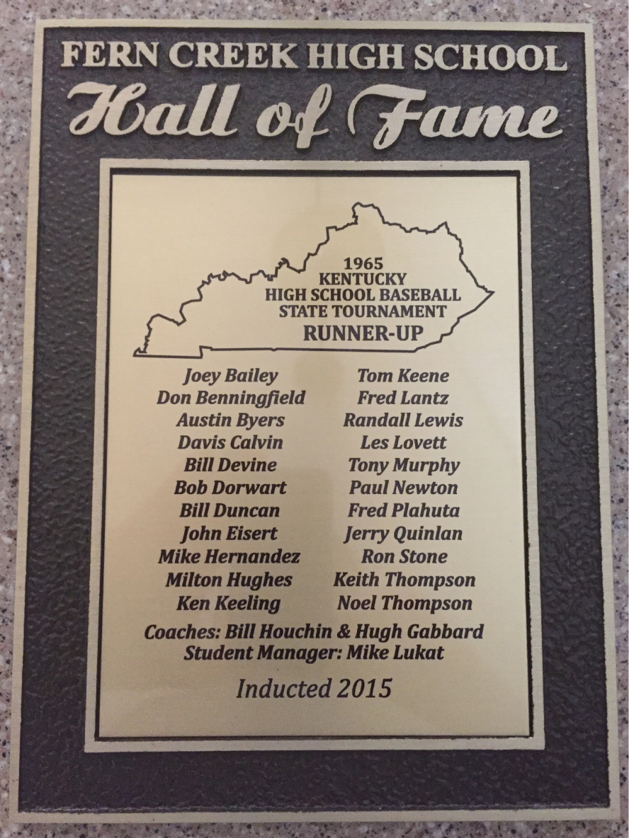 Hall of Fame plaque for the baseball team